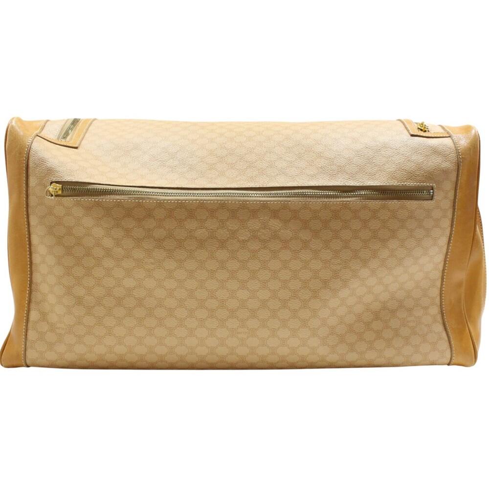 Celine Boston Macadam Beige Tan Stays Leather Brown Overnight Bag Shoulder